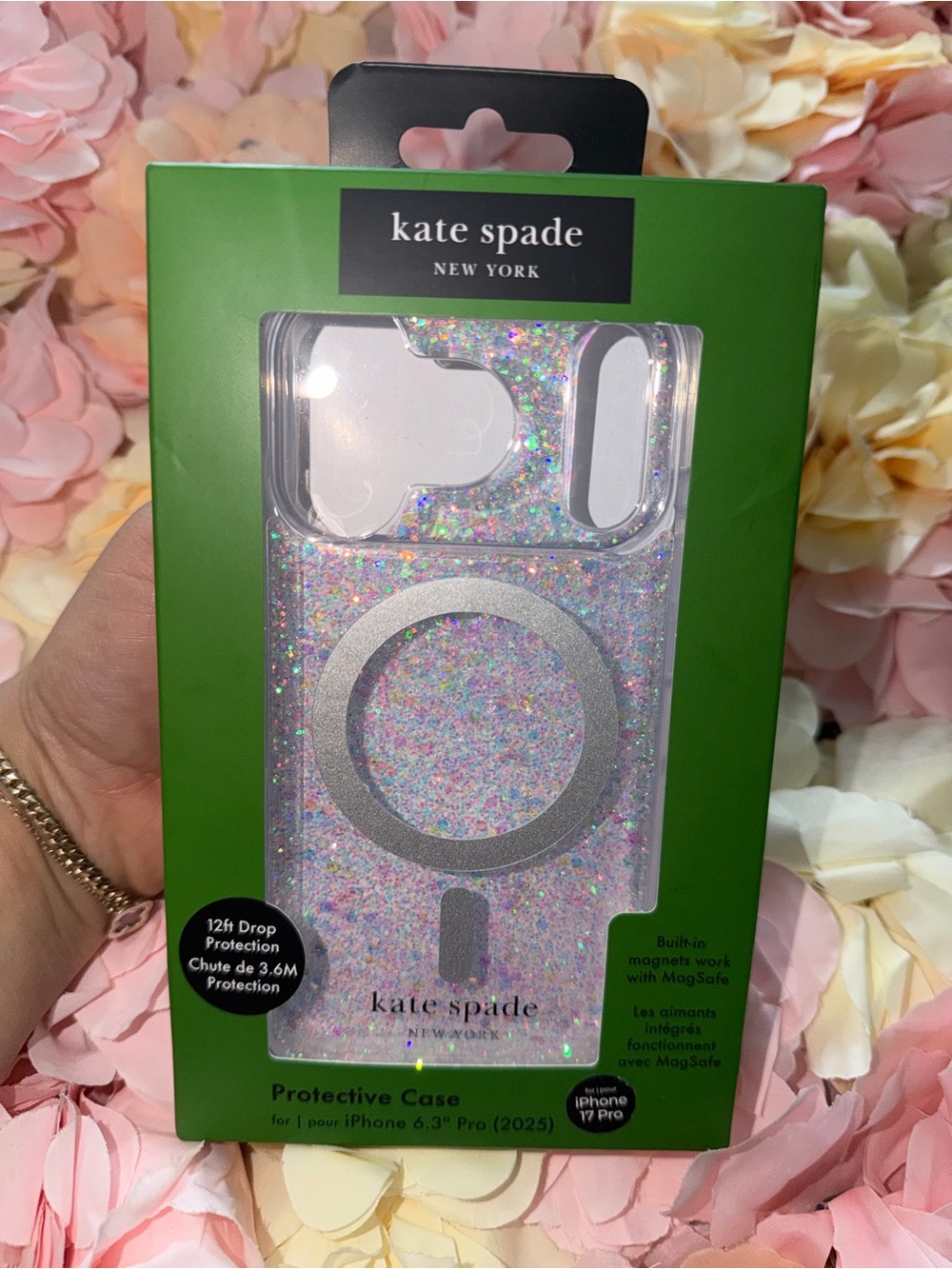 kate spade Glitter Clear MagSafe Phone Case - Iridescent Multicolor iPhone 17pro